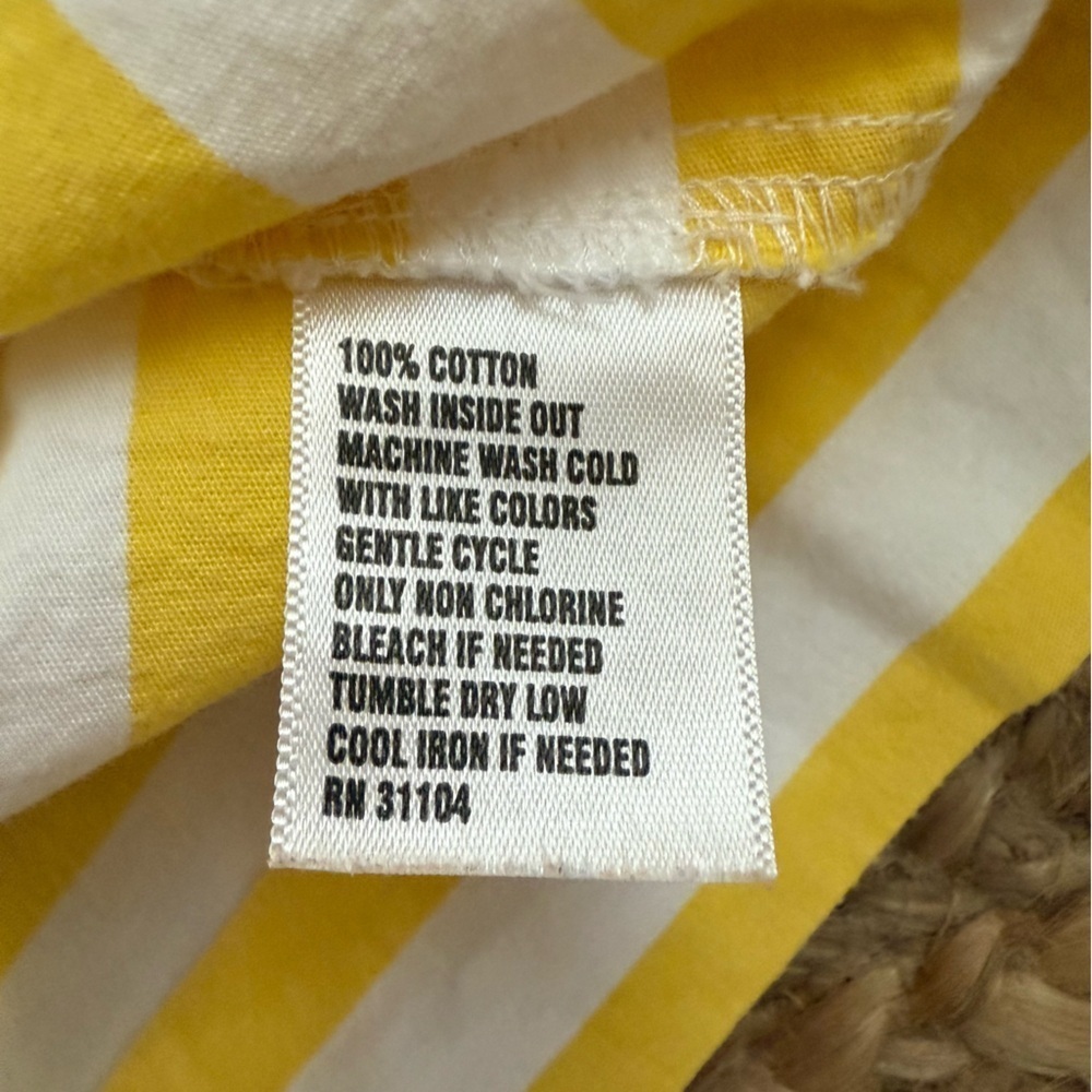 Crown & Ivy Size 10 Yellow & White Striped Sleeveless Cotton Dress w/ bow detail - Picture 4 of 6